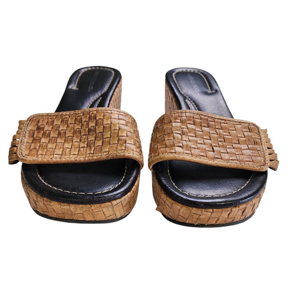 Donald J. Pliner Tan Woven Wedge Slide Sandals - Picture 3 of 14